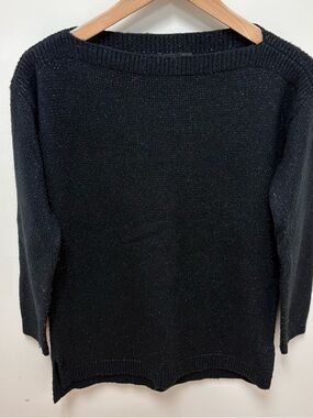 Ann Taylor Black Sparkle Boatneck Women's Sweater
